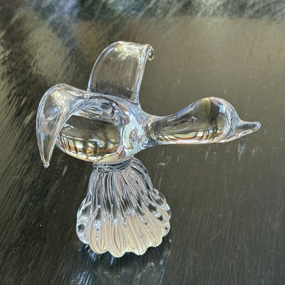 Vintage Mid Century Modern Duck Glass Paperweight Holiday Gifts Decor Bird Art